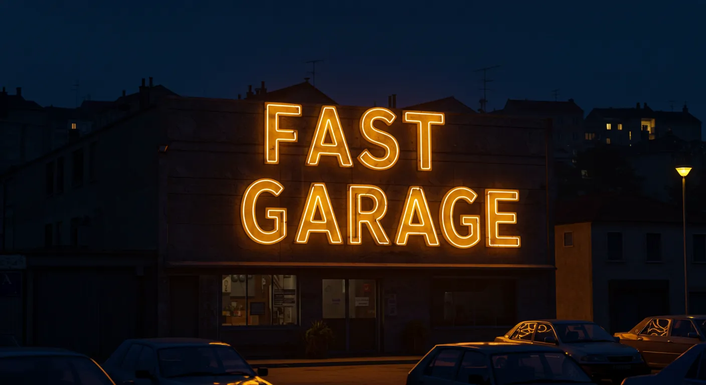 Неоновая рекламная вывеска для автосервиса Неоновая вывеска для автосервиса FAST GARAGE
